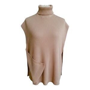 Elise Sleeveless Angora Mohair Turtleneck Sweater Vest Mauve M Quiet Luxury Glam